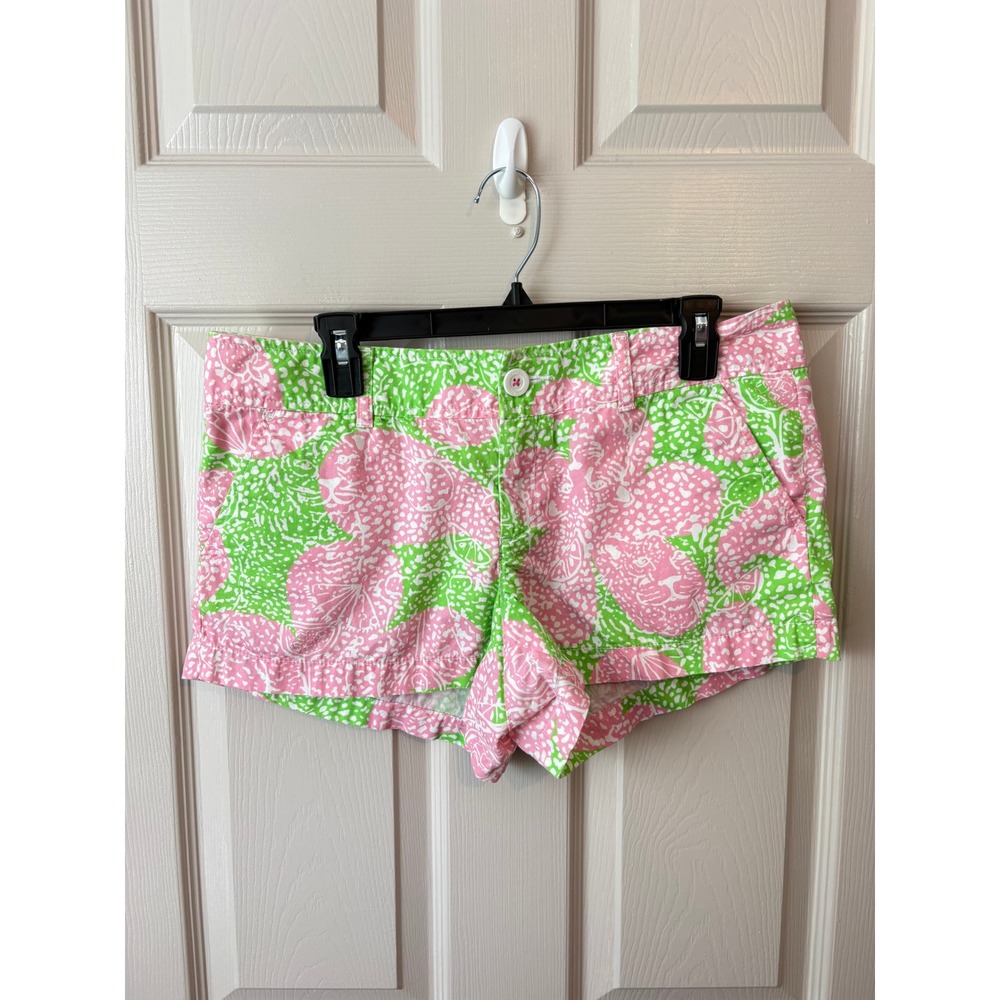 Lilly Pulitzer The Walsh Short Pink Green Leopard Cheetah Print Size 10 Tropical